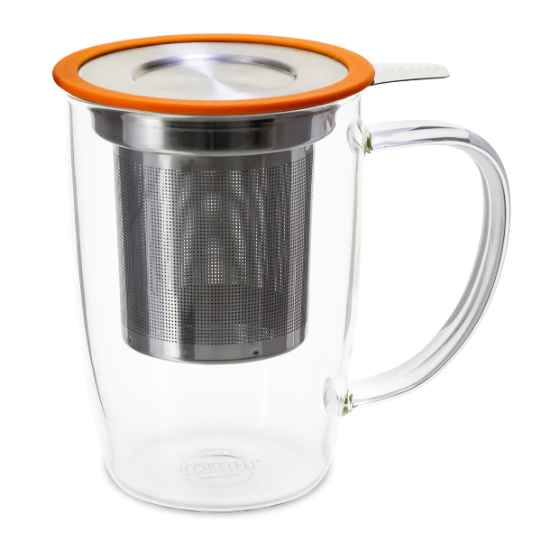 FORLIFE New Leaf Clear Tall Tea Mug Infuser & Lid