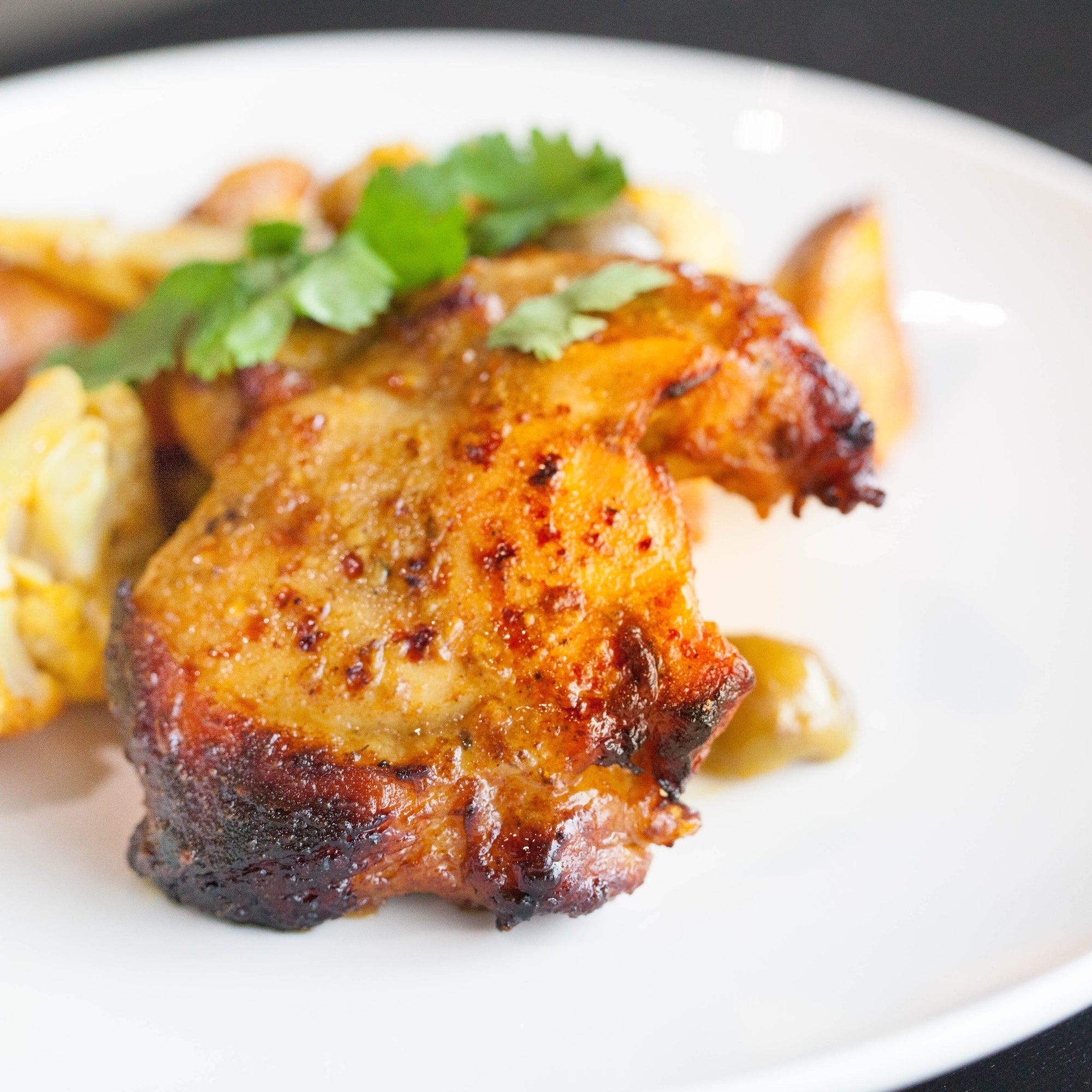 Curried Chicken Thighs with Cauliflower, Apricots & Olives