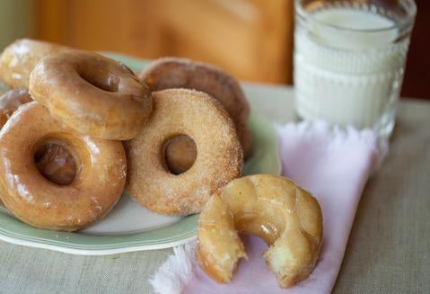 Homemade Donuts with Vanilla Bean Glaze and Cinnamon Sugar
