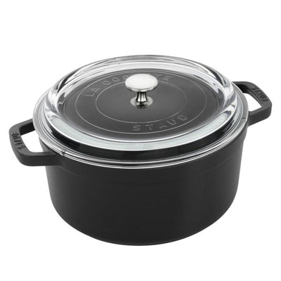 Staub 4-Quart Cast Iron Round Cocotte with Glass Lid - Turquoise